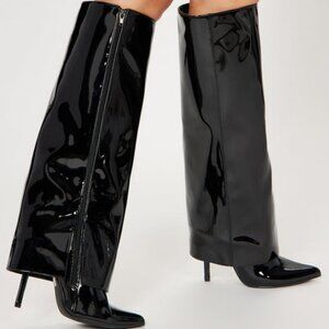 " ALL THE WAY CUFFED UP " - Knee High Boots - Black ( BRAND NEW  !!! )